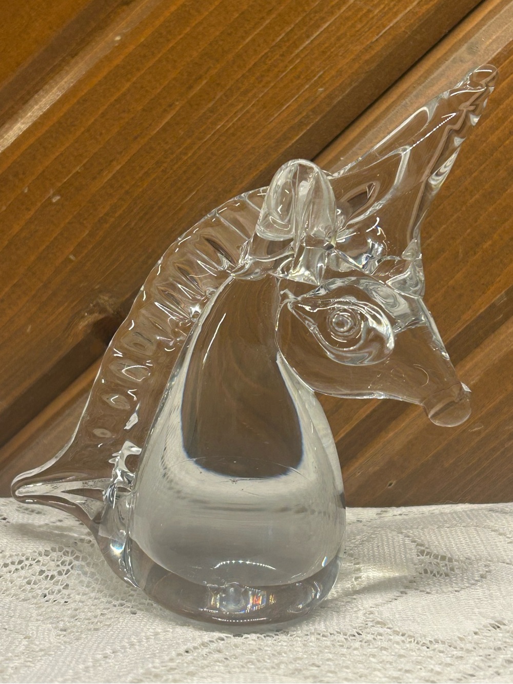 Vintage Glass Unicorn Head Sculpture/Paperweight